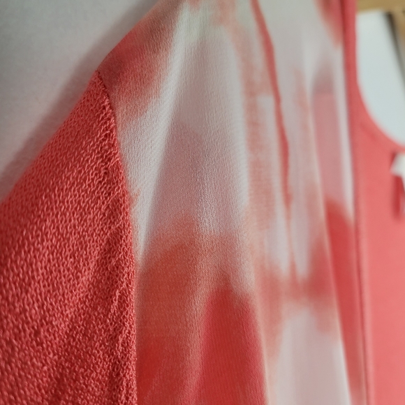 Chicos Sheer Tie Dye Marble Long Sleeve Open Front Light Weight Cardigan Coverup - Picture 4 of 7